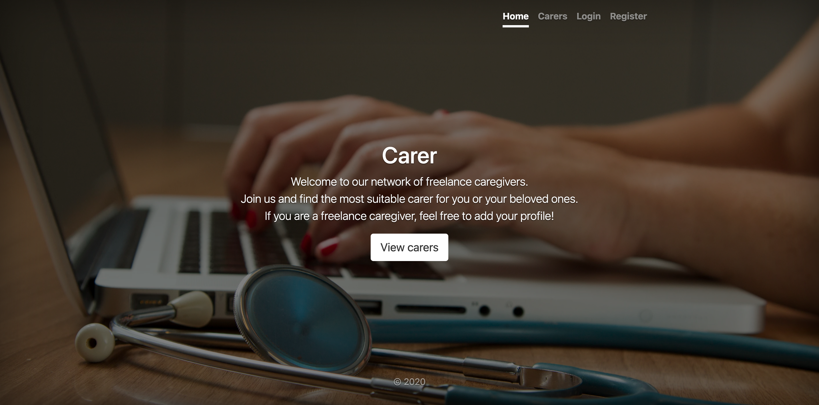 Carer home page